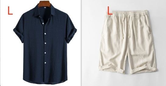 Simple Dark Checkered Short Sleeved Shirt For Men