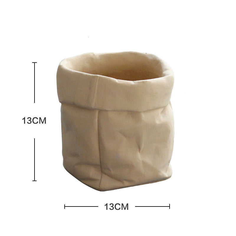 Cement Cloth Bag Flowerpot Imitation Leather Bag Simple Nordic Modern Creative Home Ins Style Green Plant Potted Pot
