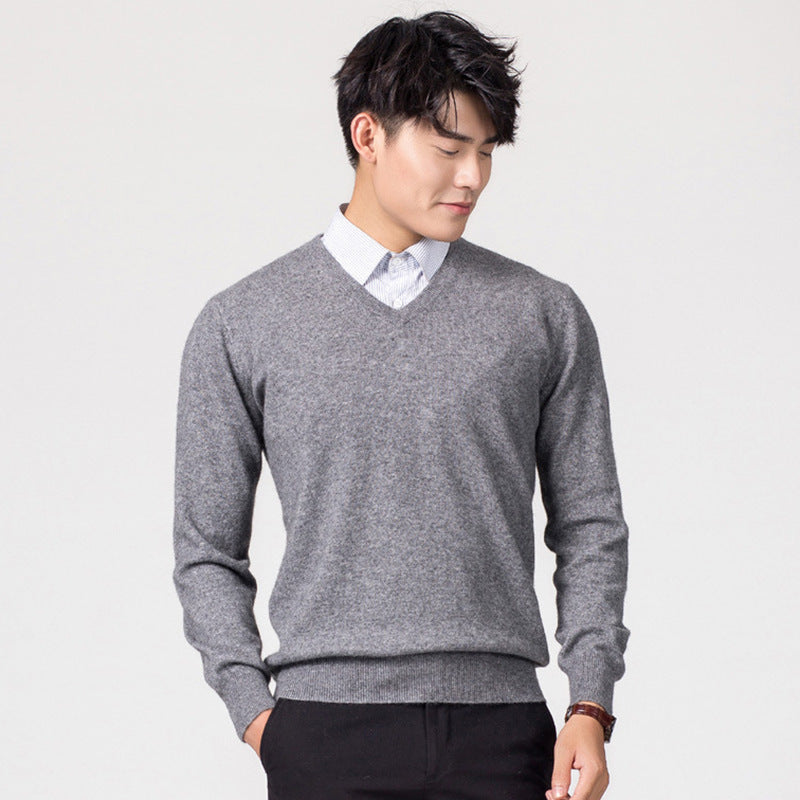 Men's Knitwear Woolen Leisure Pullover Loose Solid Color Sweater