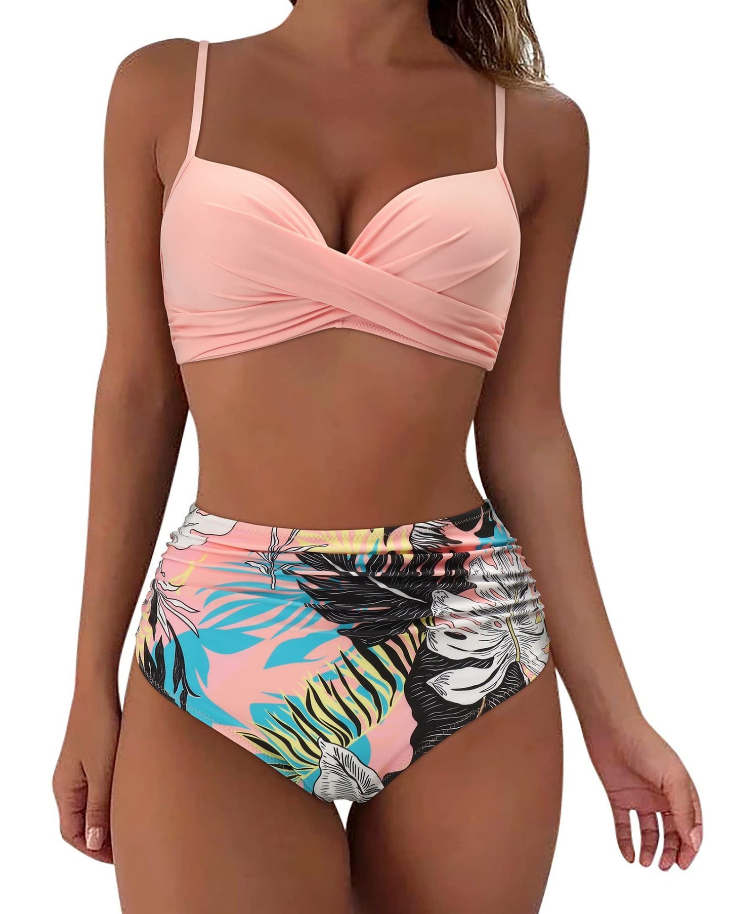 Printed Two-piece Push-up Bikini High Waist Swimsuit
