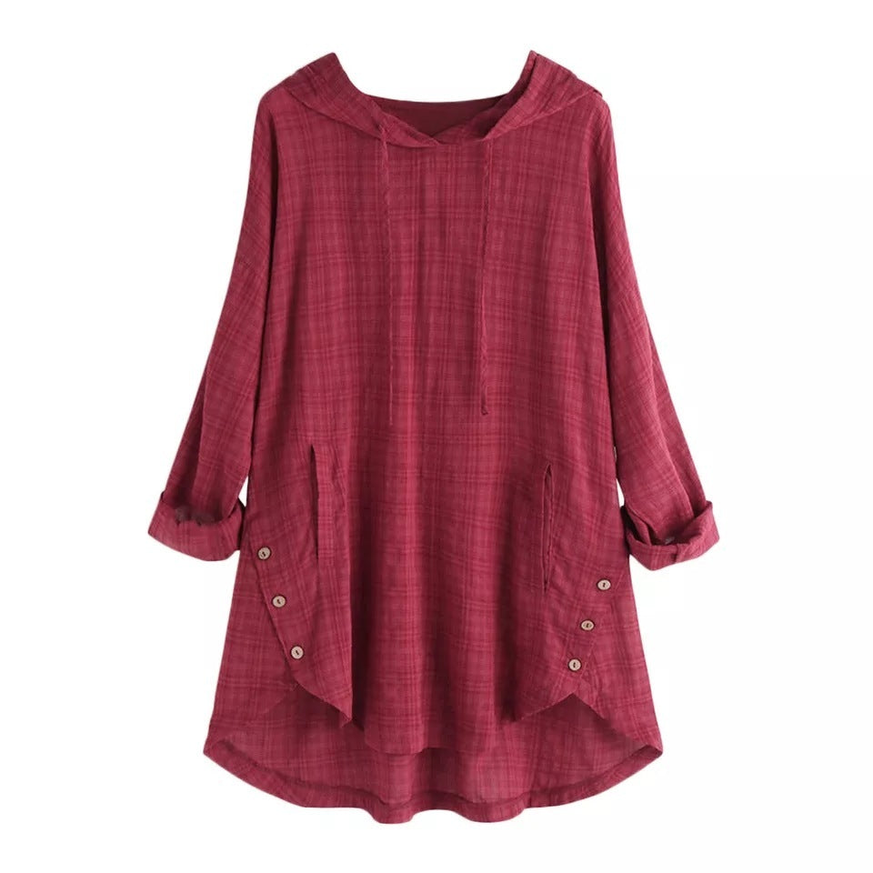 Hedging Black Women Mid-length Linen Cotton Shirt Women