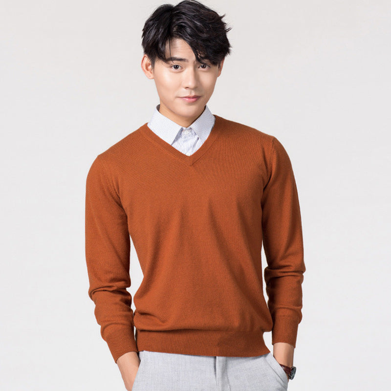 Men's Knitwear Woolen Leisure Pullover Loose Solid Color Sweater