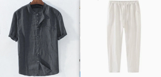 Men's Shirt New Short Sleeve Summer Stand Collar