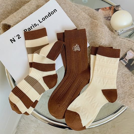 Women's Autumn And Winter Warm Fleece Coffee Wool Socks