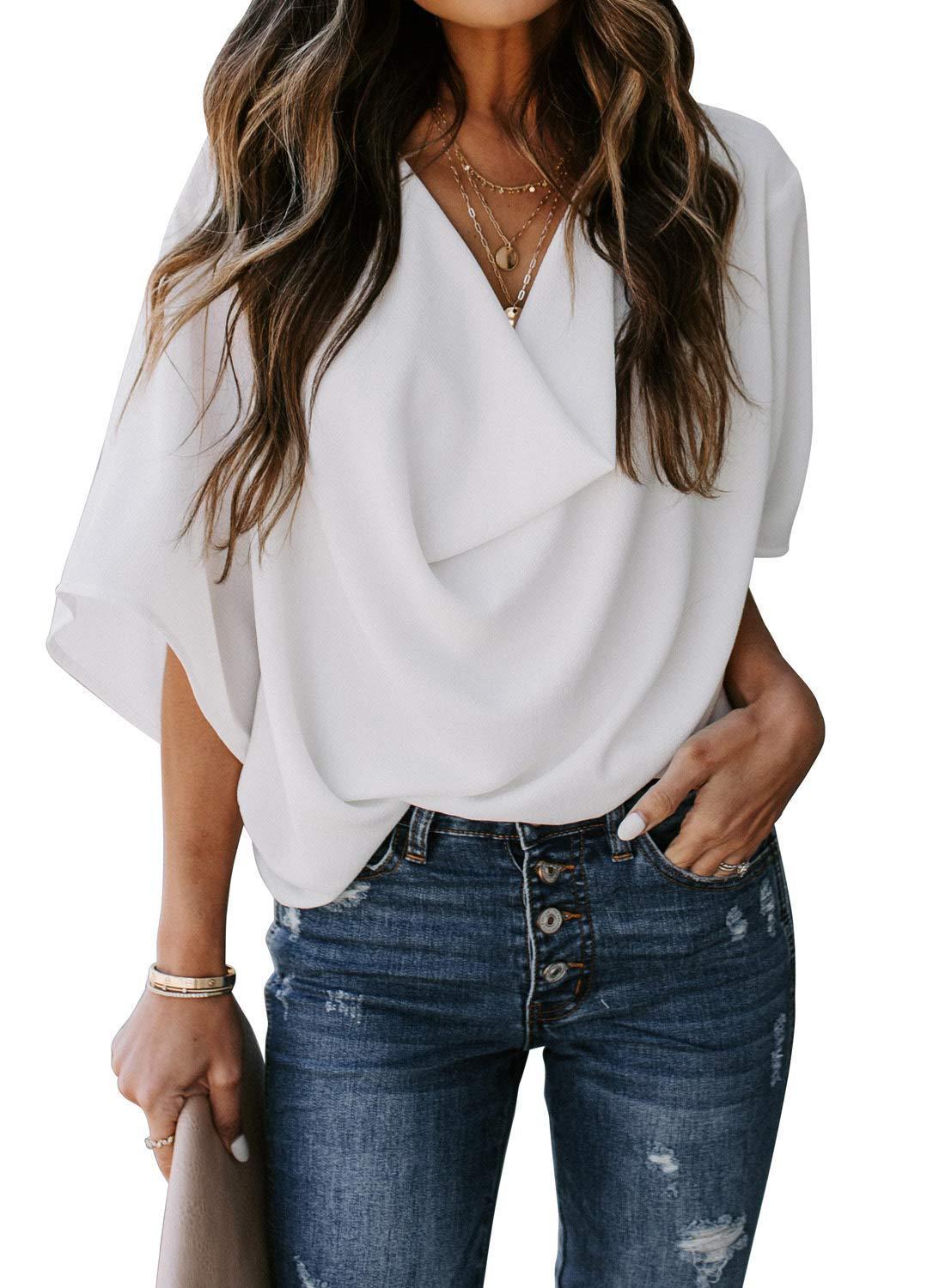 Chiffon shirt loose v-neck top