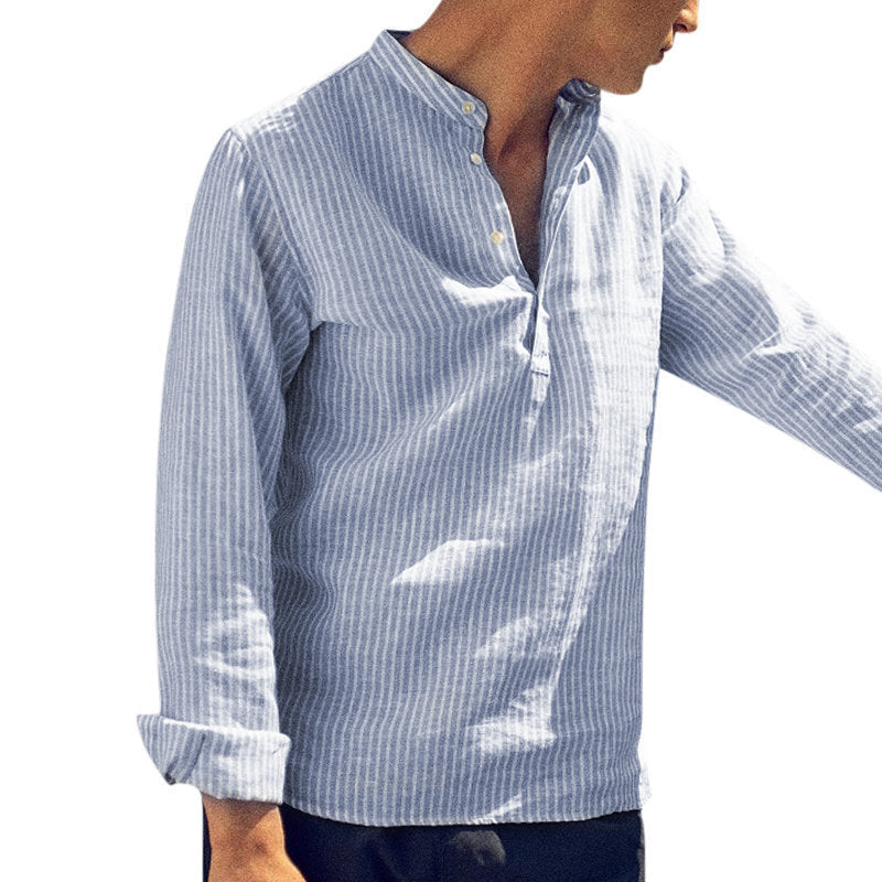 Men's Spring And Autumn Stripe Men's Casual Shirt
