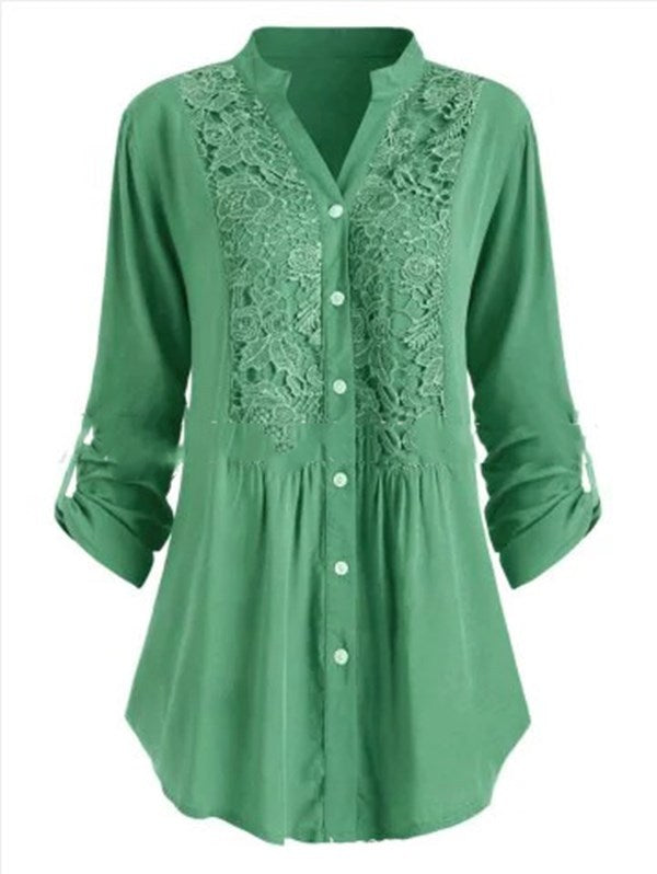European And American Women's Long-sleeved V-neck Shirt