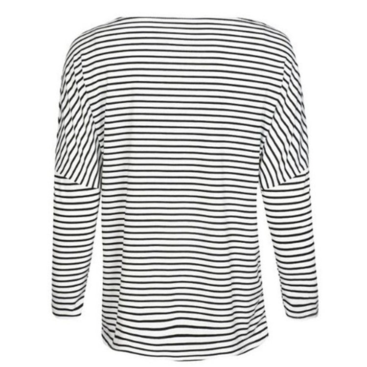Striped Loose Bat Sleeve Women's Top