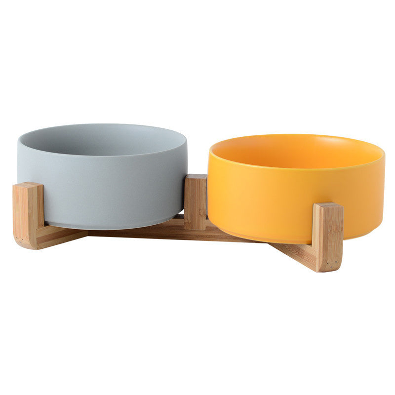 Ceramic Cat Bowl Double Bowl Cat Bowl Ceramic Pet Drinking Bowl Rice Bowl