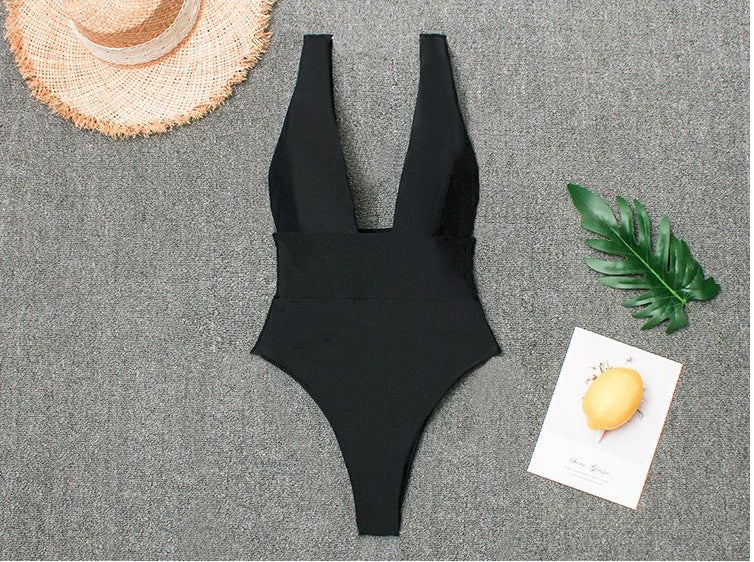 One-piece V-neck, Leak-back And High-waisted Sexy Ladies Swimsuit