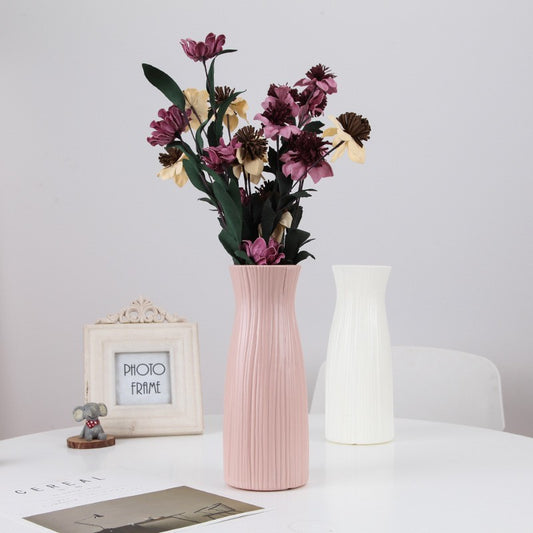 Plastic Vase Fashion Simple Anti-Drop Imitation Ceramic Vase Home Decoration Ornaments