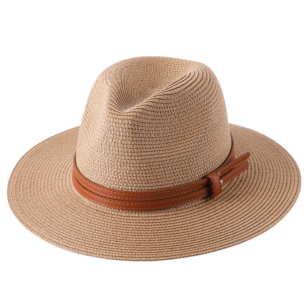 Soft Shaped Straw Hat Women Men Wide Brim Sun UV Protection Fedora Hat