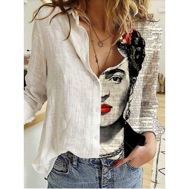Autumn And Winter New Positioning Printing Long-Sleeved Buttoned Professional Shirt