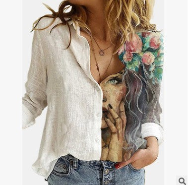 Autumn And Winter New Positioning Printing Long-Sleeved Buttoned Professional Shirt