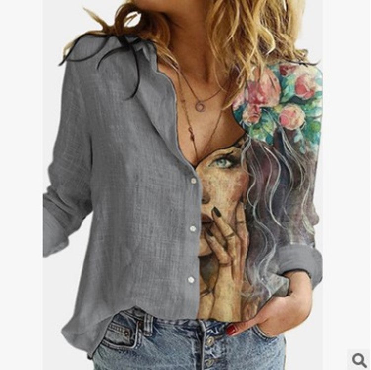 Autumn And Winter New Positioning Printing Long-Sleeved Buttoned Professional Shirt