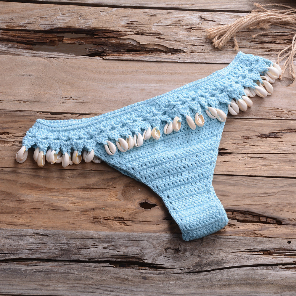 Sexy Personality Hollow Beach Knitted Seashell Pants Women