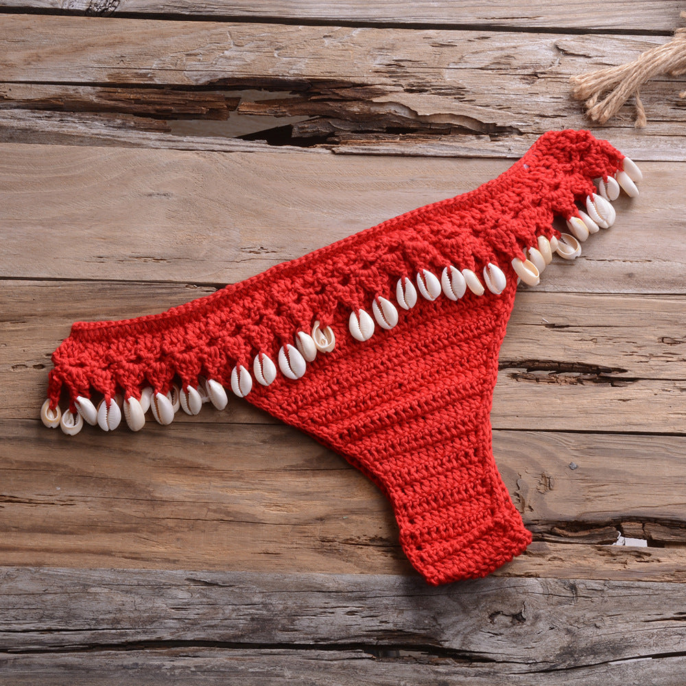 Sexy Personality Hollow Beach Knitted Seashell Pants Women