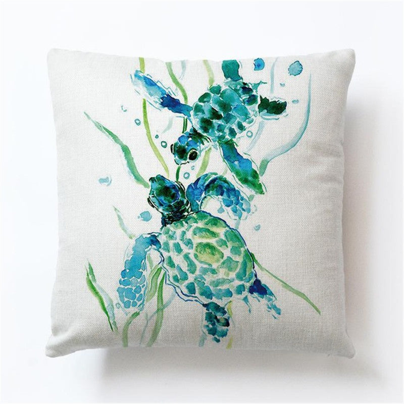 Turtle print polyester cushion cover