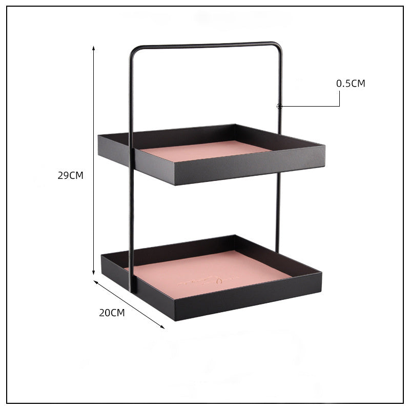 Double leather pad metal storage tray