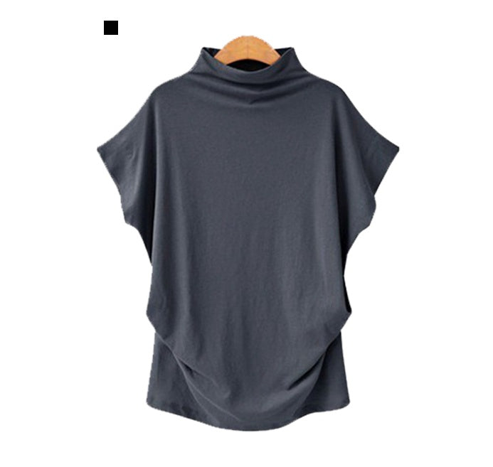 Cross border wish Amazon hot women's loose high neck bottoming shirt printed on cotton