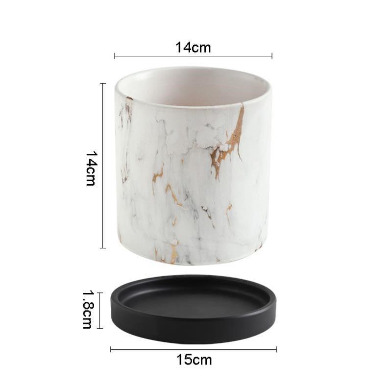 Ceramic Flower Pot Marble Art Flower Pot