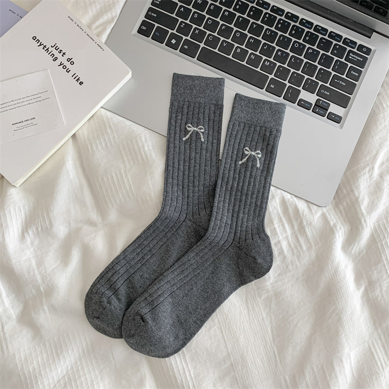 Cute Girl Bow Tube Socks Hollow Bunching Socks