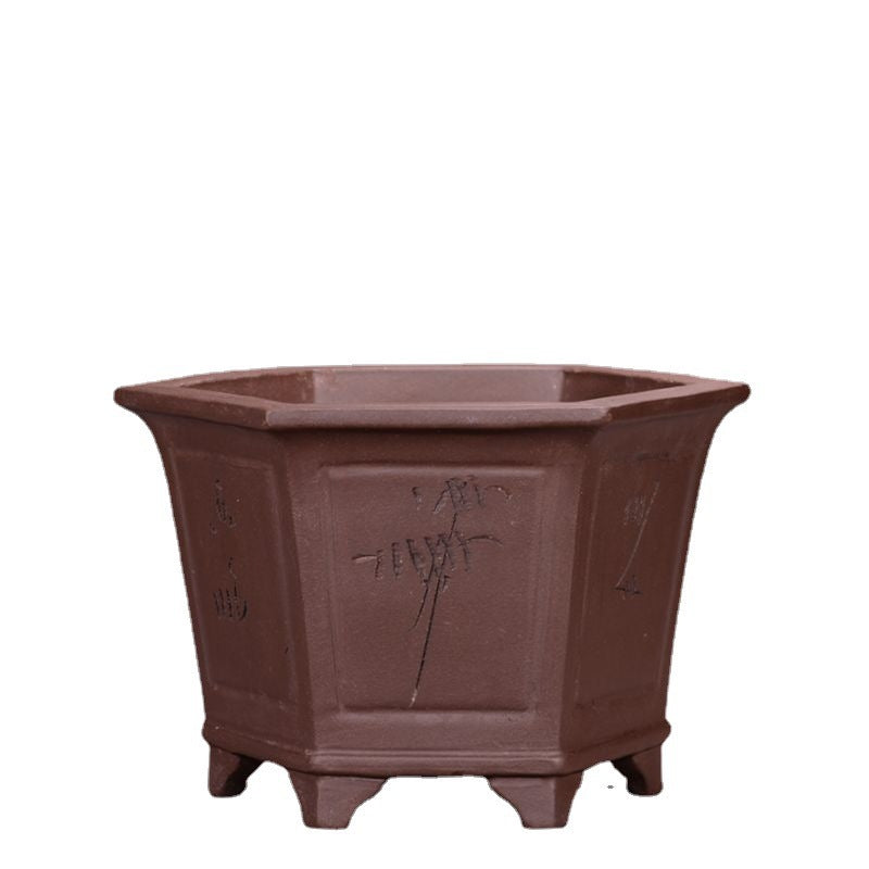 Purple Sand Flowerpot Breathable Bonsai Pot Orchid Pots Banyan Potted Green Radish
