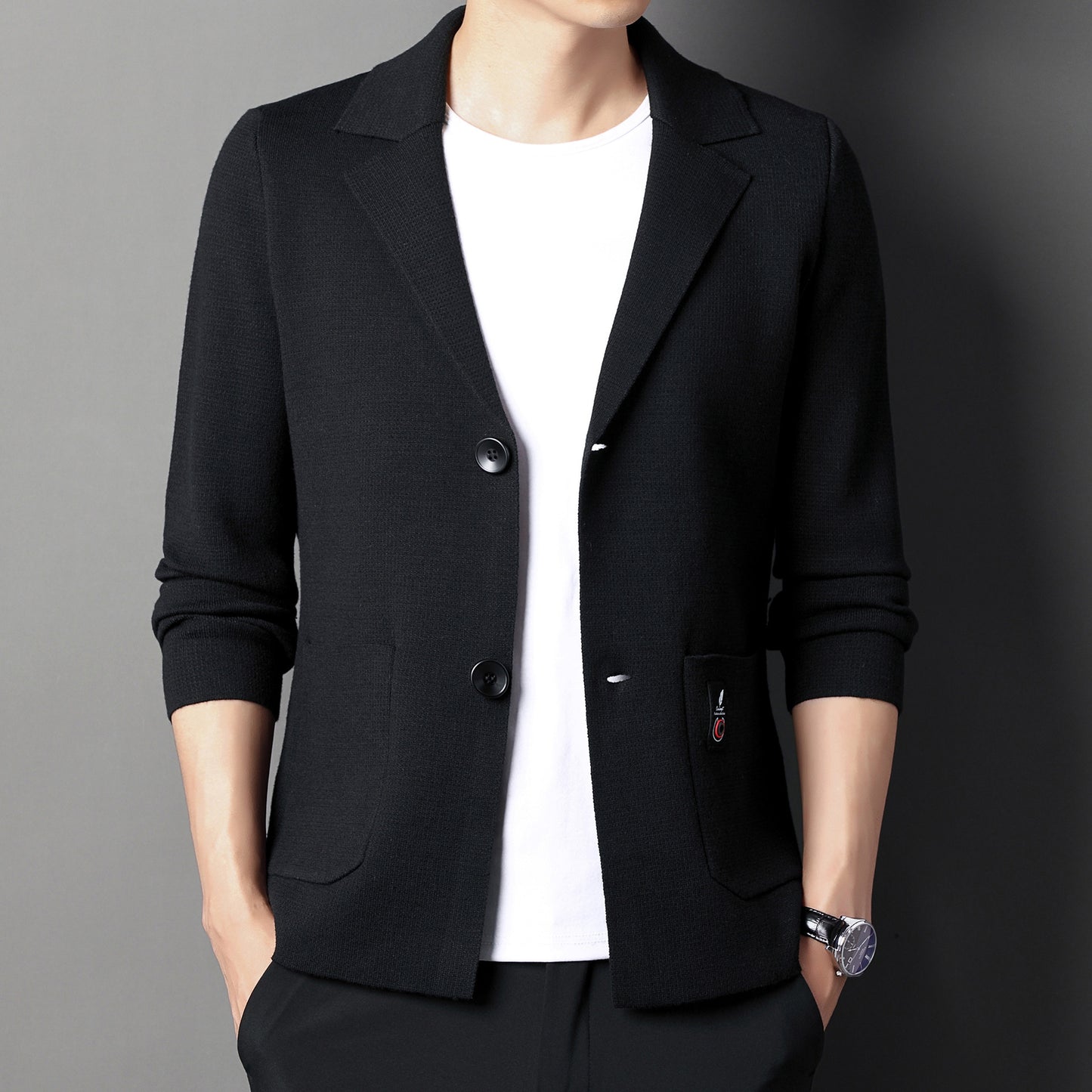 Men's Knit Cardigan Suit Young And Middle-aged