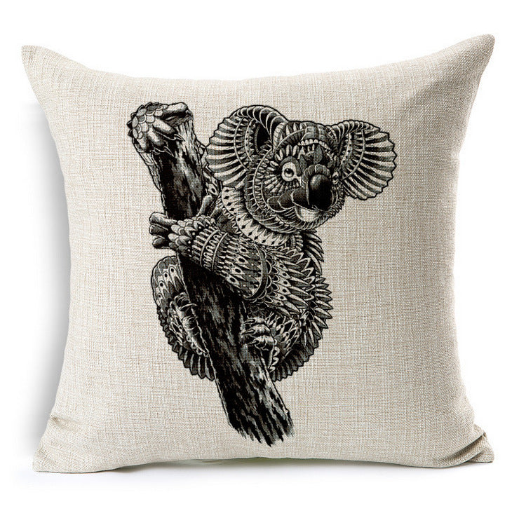 Simple Elephant Cotton Linen Pillowcase Cushion