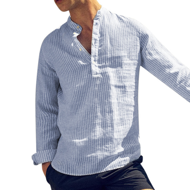 Men's Spring And Autumn Stripe Men's Casual Shirt