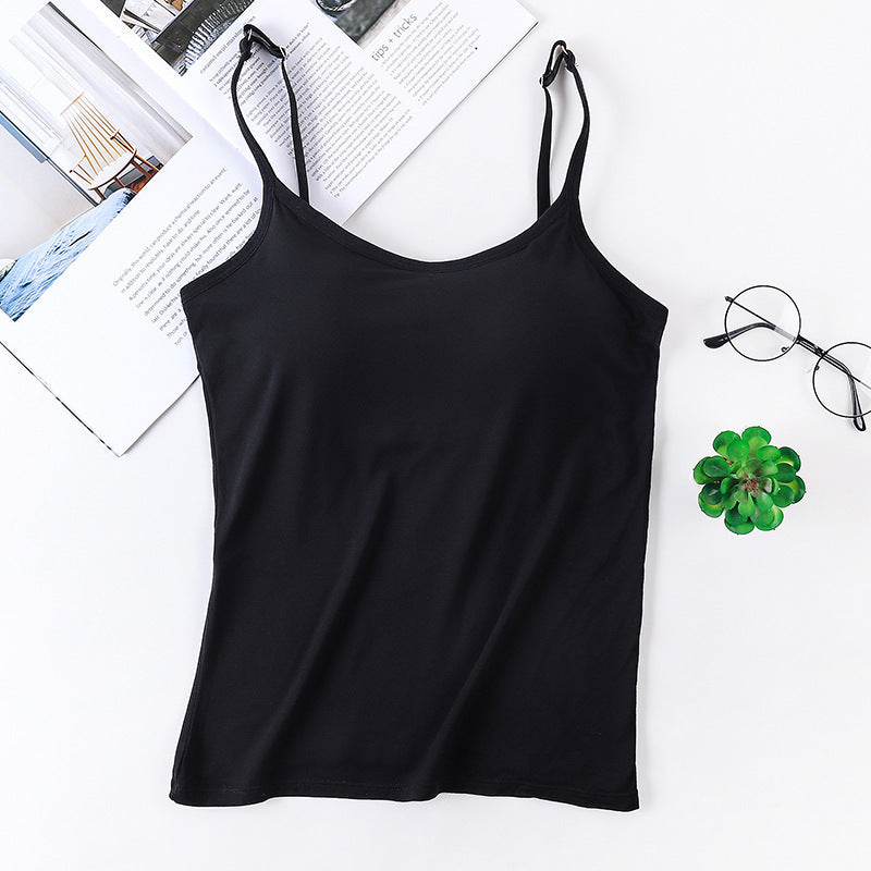 One-piece With Chest Pad Wear-free Bra Wireless Spaghetti-strap Vest Women's Small Underwear Bandeau Base Adjustable Shoulder Strap