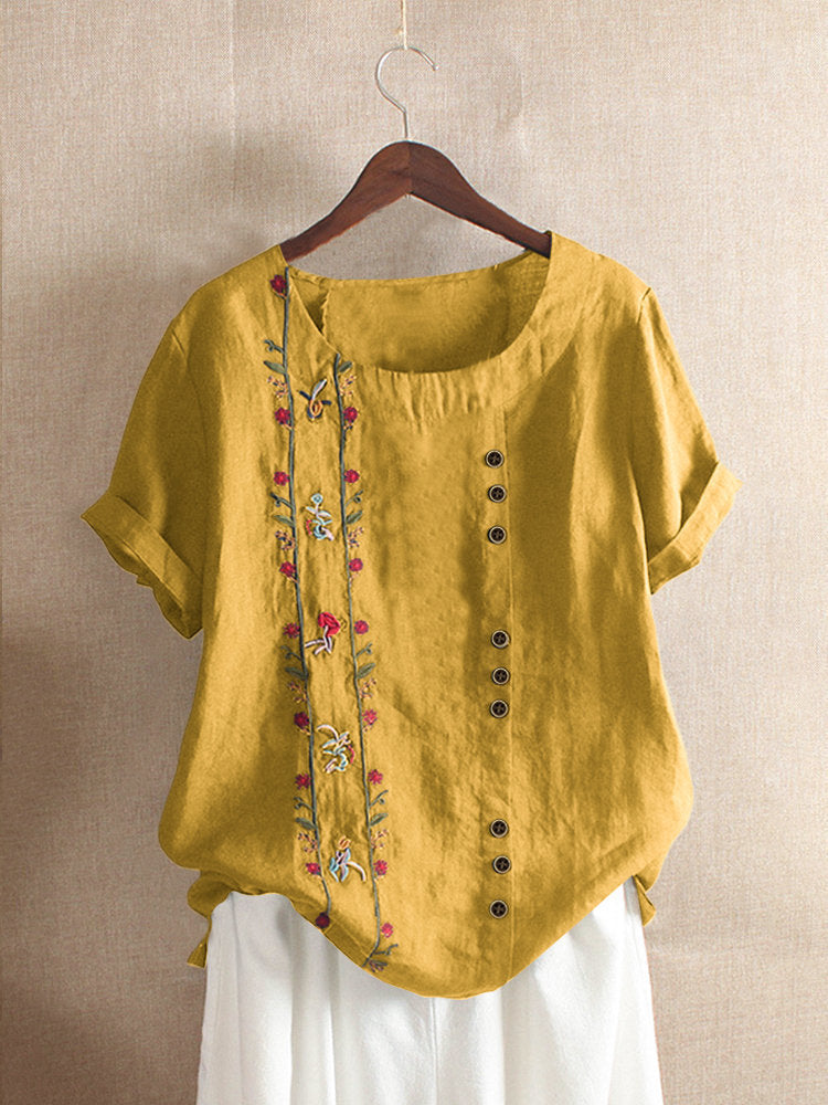Embroidered loose short sleeves
