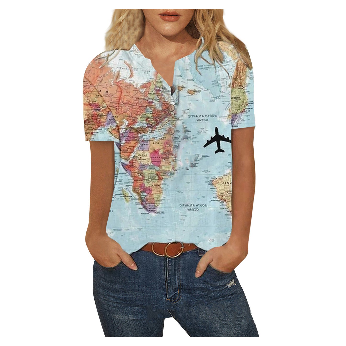 Printed Loose Casual Shirt Plus Size Women's Top