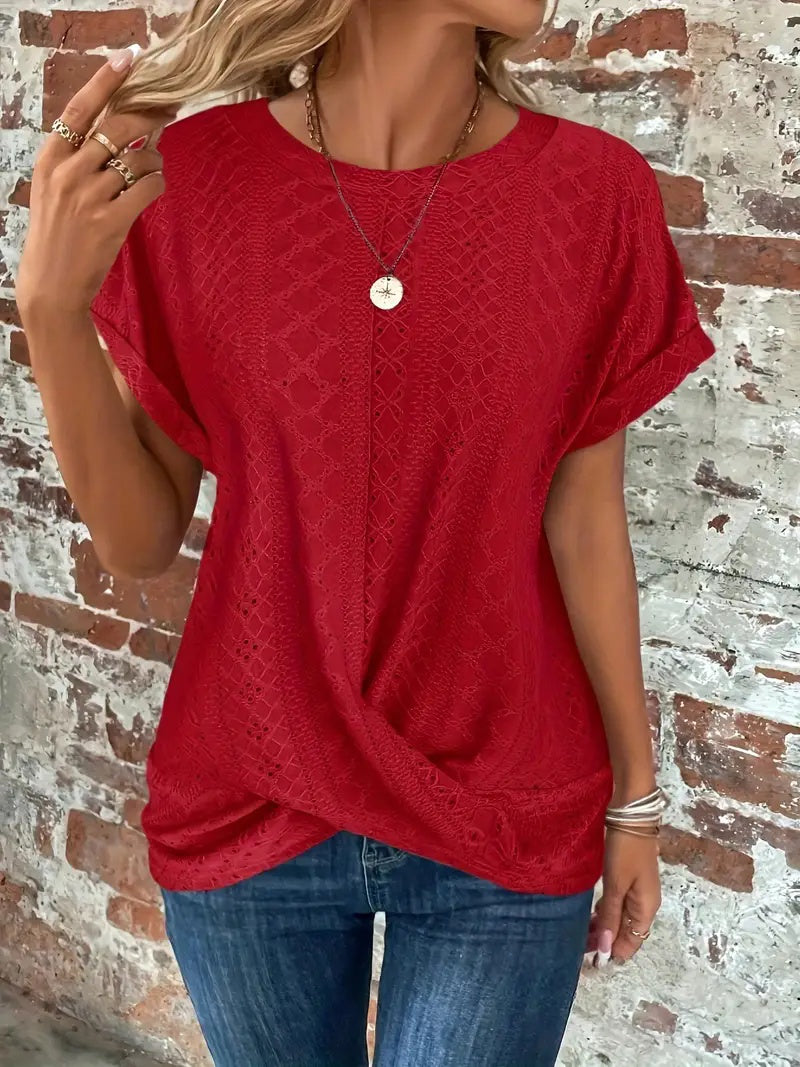 Casual Round Neck Women's Short Sleeved Top