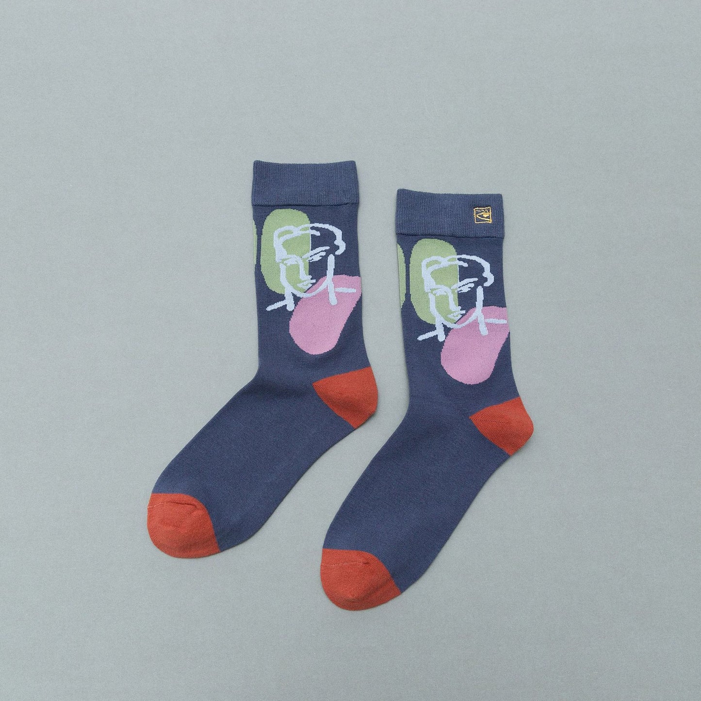 Personality contrast color graffiti character in tube socks Street style fashion cotton socks