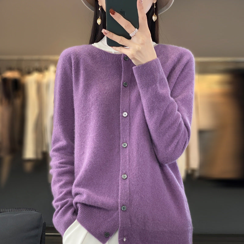 Cardigan Plus Size Coat Loose Round Neck Sweater