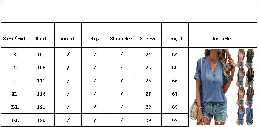 European And American Spring And Summer Solid Color Button Fashion T-shirt