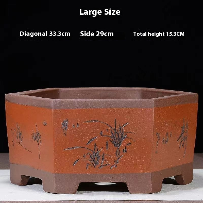Purple Sand Flowerpot Breathable Bonsai Pot Orchid Pots Banyan Potted Green Radish