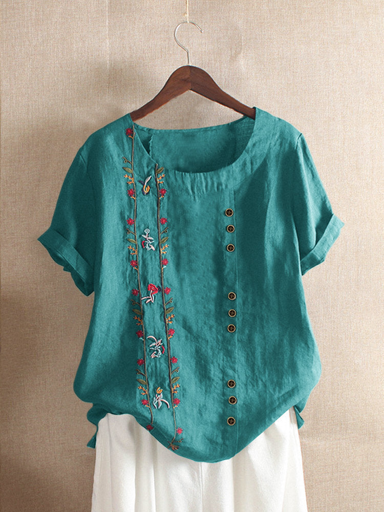 Embroidered loose short sleeves