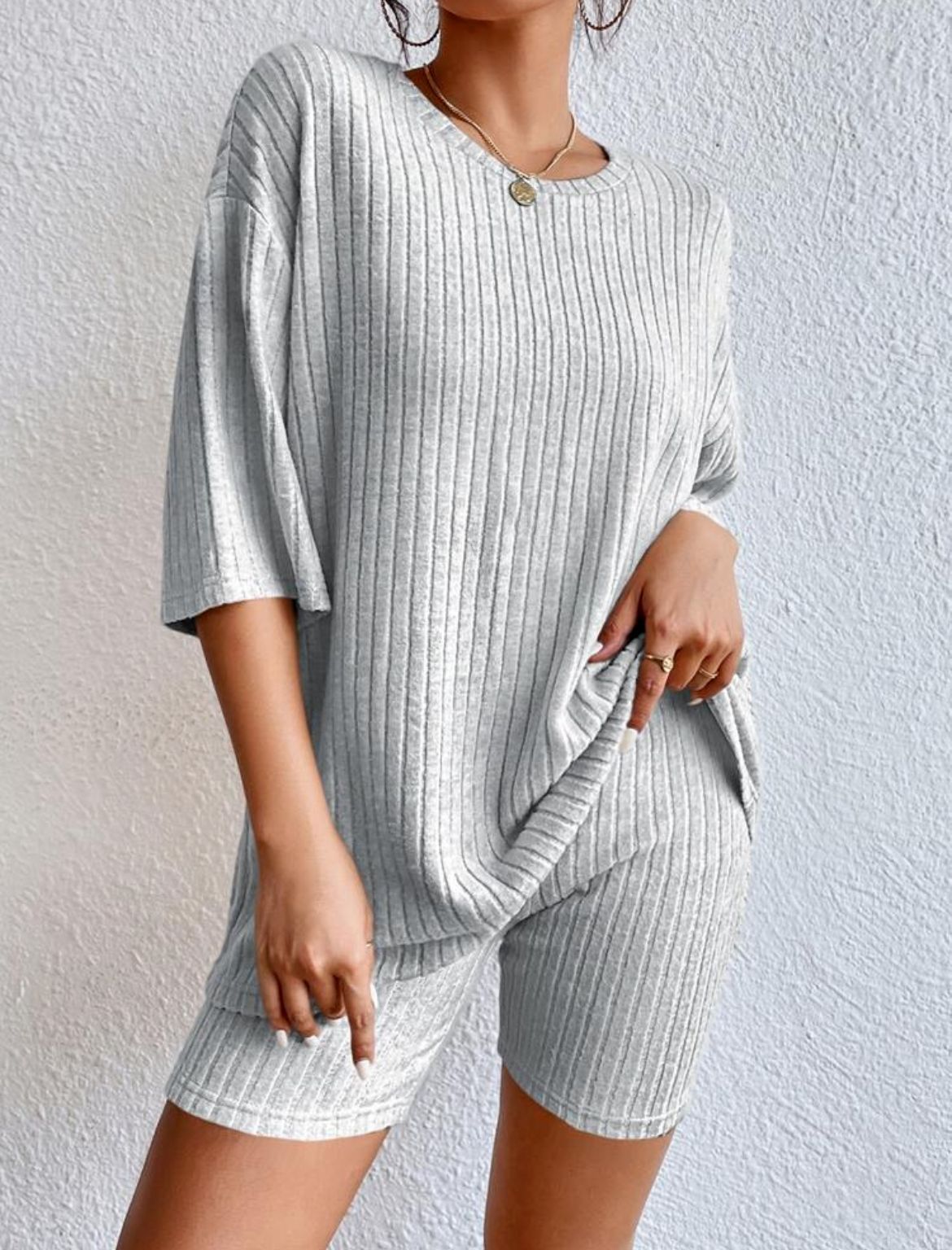 Fashion Casual Solid Color Shorts Suit