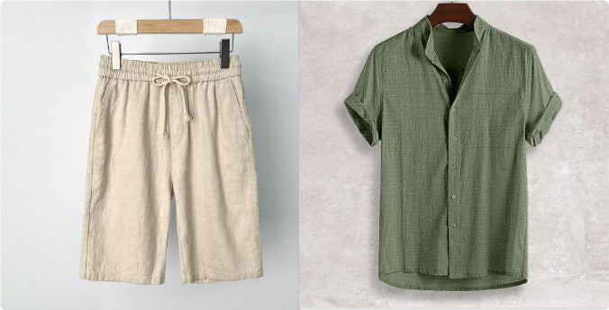 Men's Stand Collar Cotton Cardigan Short Sleeve Thin