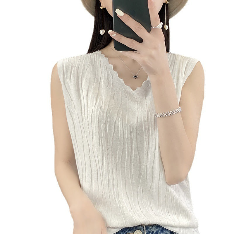 Women's V-neck Ice Silk Camisole Sleeveless Top