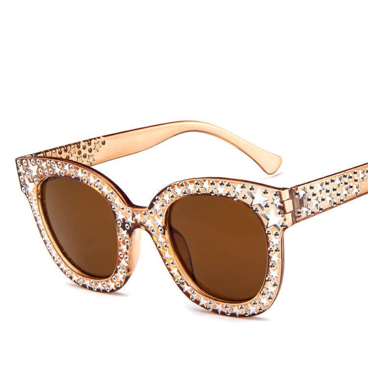 Ladies star embellished cat eye marine sunglasses