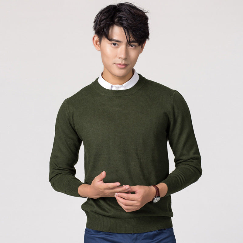 Men's Knitwear Woolen Leisure Pullover Loose Solid Color Sweater