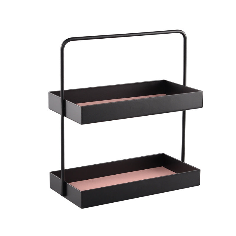 Double leather pad metal storage tray
