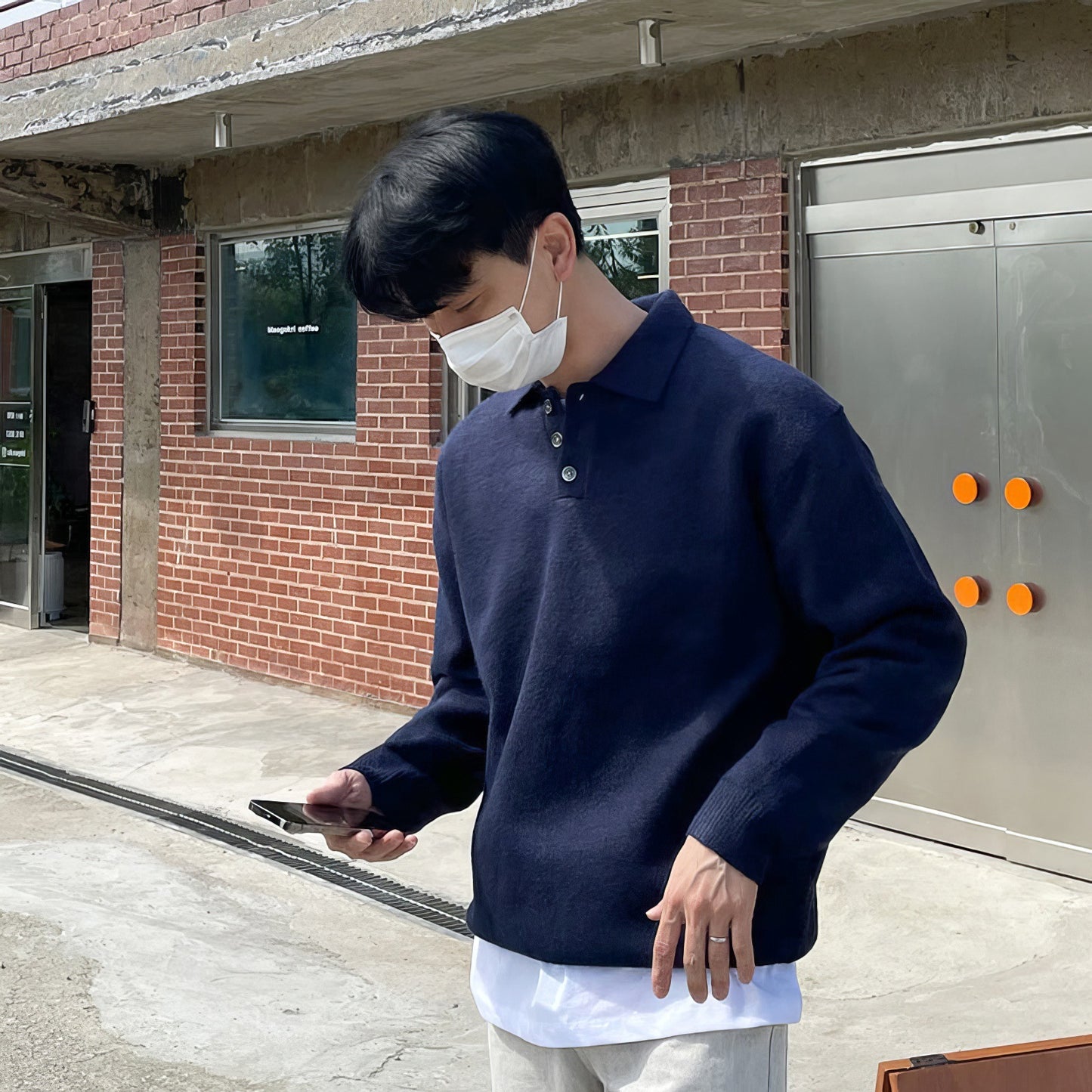 Polo Collar Sweater Men's Autumn And Winter Long Sleeve Lapel Knitwear