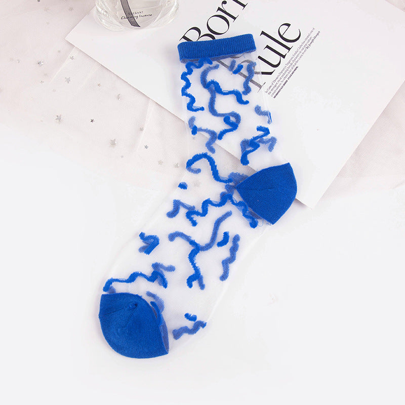 Women's Spring And Summer Transparent Thin Polka Dot Socks