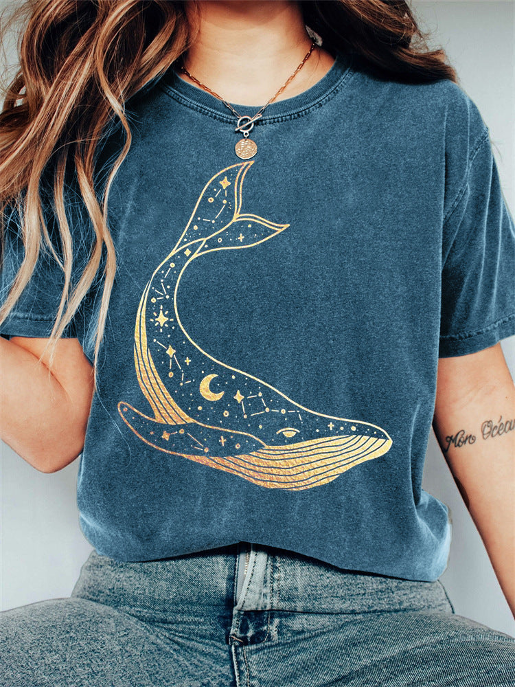 Women's Letter Casual Loose Short Sleeves Blouse