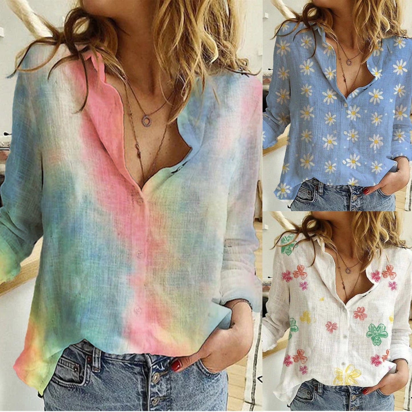 Women's long sleeve printed shirt