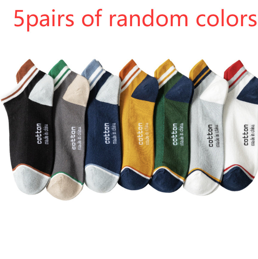 Socks Male Socks Sweat-absorbent Breathable Short Pure Cotton Socks Spring And Summer Thin Low-top Sports Mesh Men's Boat Socks